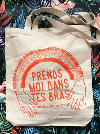 Sac Fourre-Tout: "Prends moi dans tes bras - Prends moi partout, tout le temps" .Parfait idée cadeau pour femme.