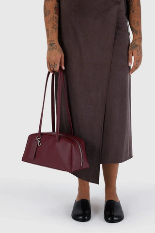 BAGGU Recycled Leather Bowler Bag - Mahogany 