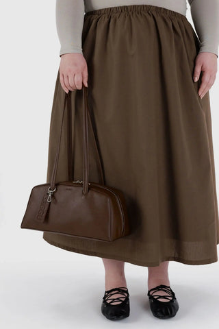 BAGGU Recycled Leather Bowler Bag - Brown 