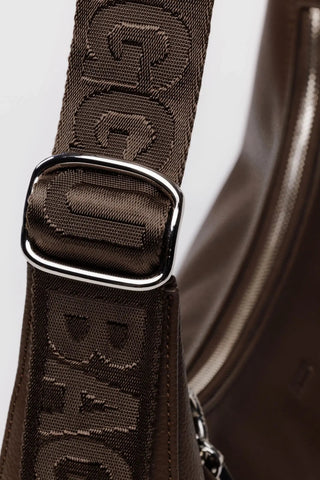 BAGGU Medium Crescent Recycled Leather Bag - Brown