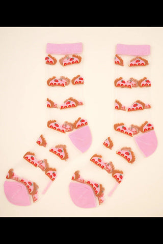COUCOU SUZETTE Transparent Socks - Strawberry 