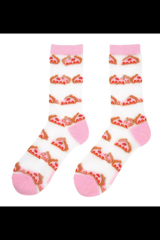 COUCOU SUZETTE Transparent Socks - Strawberry 