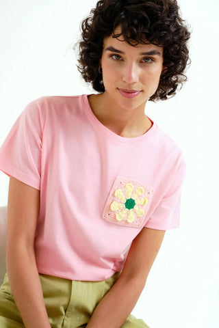COMPANIA FANTASTICA Embroidered Sunflower T-Shirt