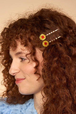 COUCOU SUZETTE Fine Sunflower Duo Hair Clips
