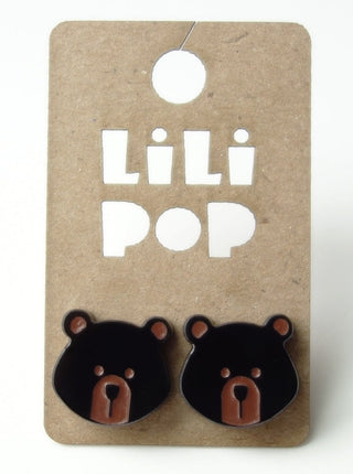 Boucle d'oreille ours noir. Parfait idée cadeau femme. Bijoux fait au Québec.