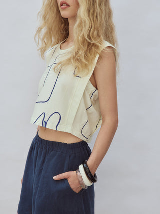 EVE GRAVEL Haut Lucas - Fleur Bleu
