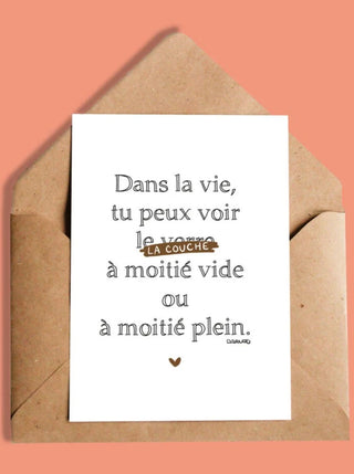 OUI MANON Carte - Voir la couche à moitié vide ou à moitié plein, fait localement à Montréal.