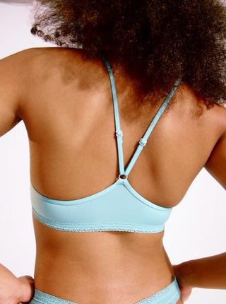 BLUSH The Micro Lace Trim Bralette - Aqua