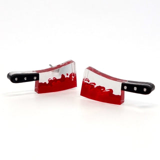 Boucle d'oreille hachoir sanglant. Parfait idée cadeau femme. Bijoux fait au Québec.