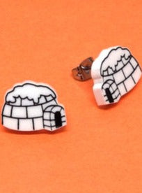 Boucle d'oreille igloo. Parfait idée cadeau femme. Bijoux fait au Québec.