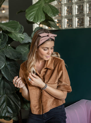 Bandeau à torsader rose GIBOU. Montreal designer boutique.