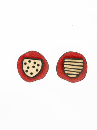 REBELS OF THE WOODS Unisex Earrings - Red Polka Dots
