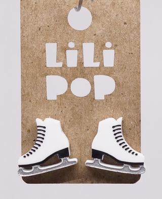 Boucle d'oreille patin blanc. Parfait idée cadeau femme. Bijoux fait au Québec.