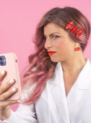 COUCOU SUZETTE Barrette Bouche, barrette bouche rouge, parfaite idée de cadeau pour femme.