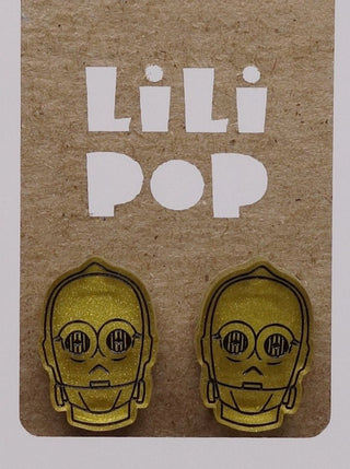 Boucle d'oreille C3 Stars Wars. Parfait idée cadeau femme. Bijoux fait au Québec.