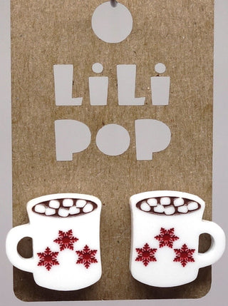 Boucle d'oreille tasse chocolat chaud. Parfait idée cadeau femme. Bijoux fait au Québec.