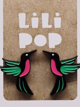 Boucle d'oreille colibris. Parfait idée cadeau femme. Bijoux fait au Québec.