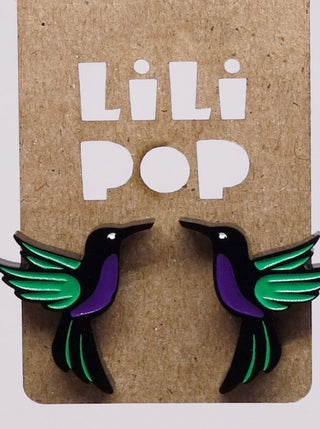 Boucle d'oreille colibris. Parfait idée cadeau femme. Bijoux fait au Québec.