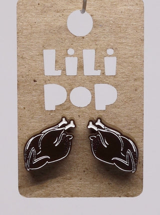 Boucle d'oreille dinde rotis. Parfait idée cadeau femme. Bijoux fait au Québec.