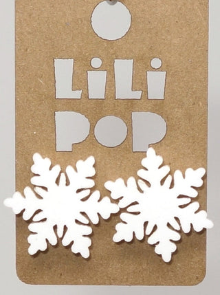 Boucle d'oreille flocon blanc. Parfait idée cadeau femme. Bijoux fait au Québec.