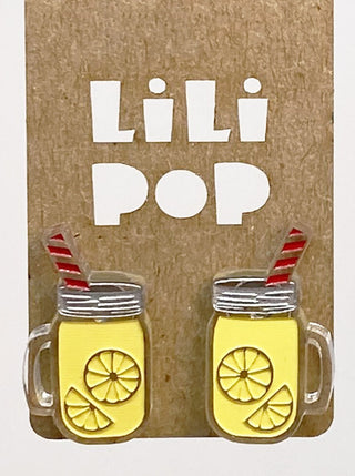 Boucle d'oreille verre de limonade, Parfait idée cadeau femme. Bijoux fait au Québec.