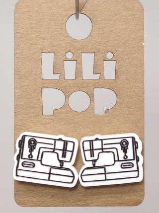 Boucle d'oreille machine à coudre. Parfait idée cadeau femme. Bijoux fait au Québec.