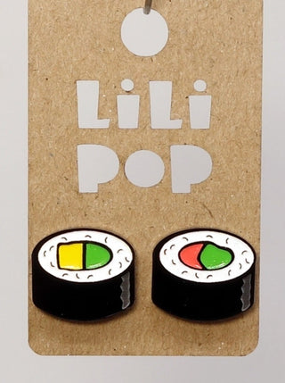 Boucle d'oreille maki sushi. Parfait idée cadeau femme. Bijoux fait au Québec.