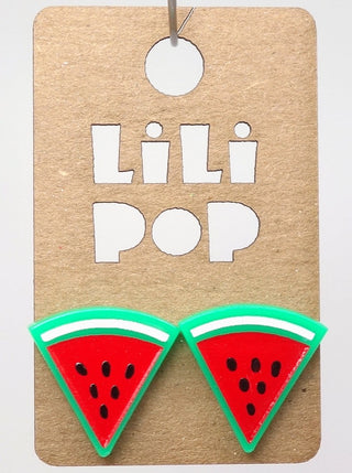 Boucle d'oreille tranche de melon d'eau. Parfait idée cadeau femme. Bijoux fait au Québec.