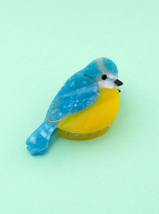 COUCOU SUZETTE Pince à Cheveux - Mésange jaune et bleue, parfaite idée de cadeau pour femme.