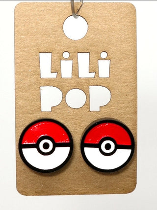 Boucle d'oreille Poke ball de Pokemon. Parfait idée cadeau femme. Bijoux fait au Québec.