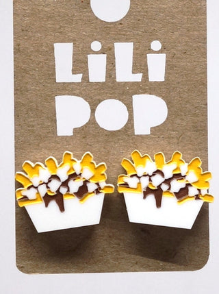 Boucle d'oreille poutine. Parfait idée cadeau femme. Bijoux fait au Québec.