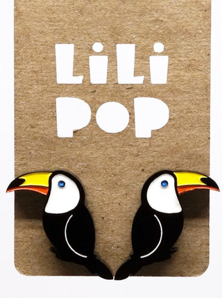 Boucle d'oreille toucan. Parfait idée cadeau femme. Bijoux fait au Québec.